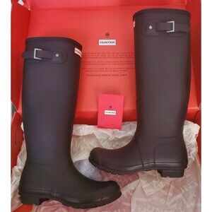 Hunter Rain Boots Woman's 8 Original Tall Matte Black Rainboots Shoes Waterproof